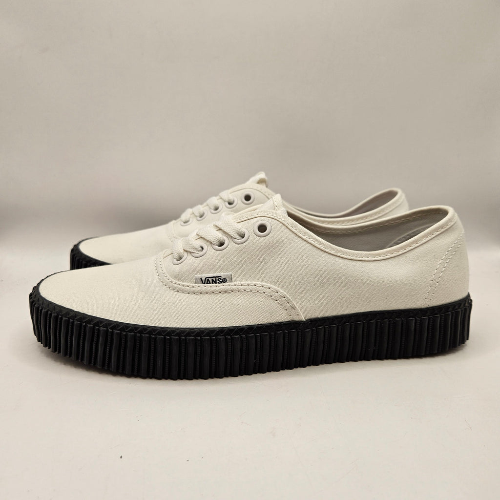 VANS WOMEN'S 9 AUTHENTIC CREEPER CORE WHITE BLACK SOLE GRUNGE LOW TOP NWOB