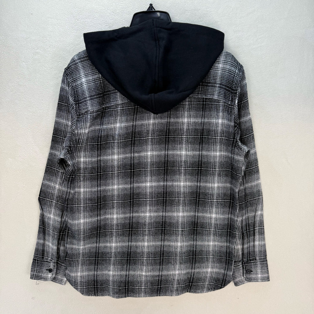 LEVI'S MEN'S SMALL HOODED WORKER SHIRT AMETRINE PLAID METEORITE