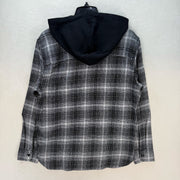 LEVI'S MEN'S SMALL HOODED WORKER SHIRT AMETRINE PLAID METEORITE