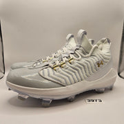 UNDER ARMOUR MEN'S 11.5 HARPER 9 PRO TPU CLEATS WHITE GRAY GOLD 3027444-100 NWOB