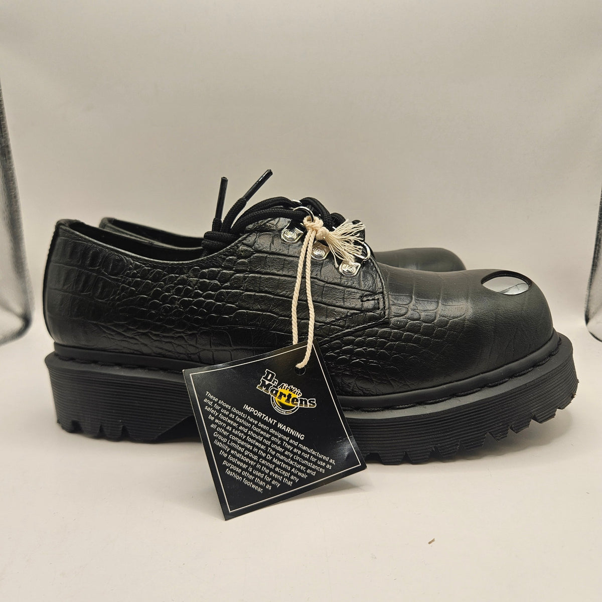 DR MARTENS WOMEN'S 8 BEX STEEL TOE LEATHER SHOES LACE UP NWOB BLACK