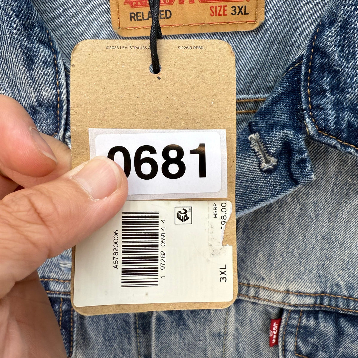 LEVI'S MEN'S 3XL TRUCKER DENIM JACKET WASH BLUE A57820006