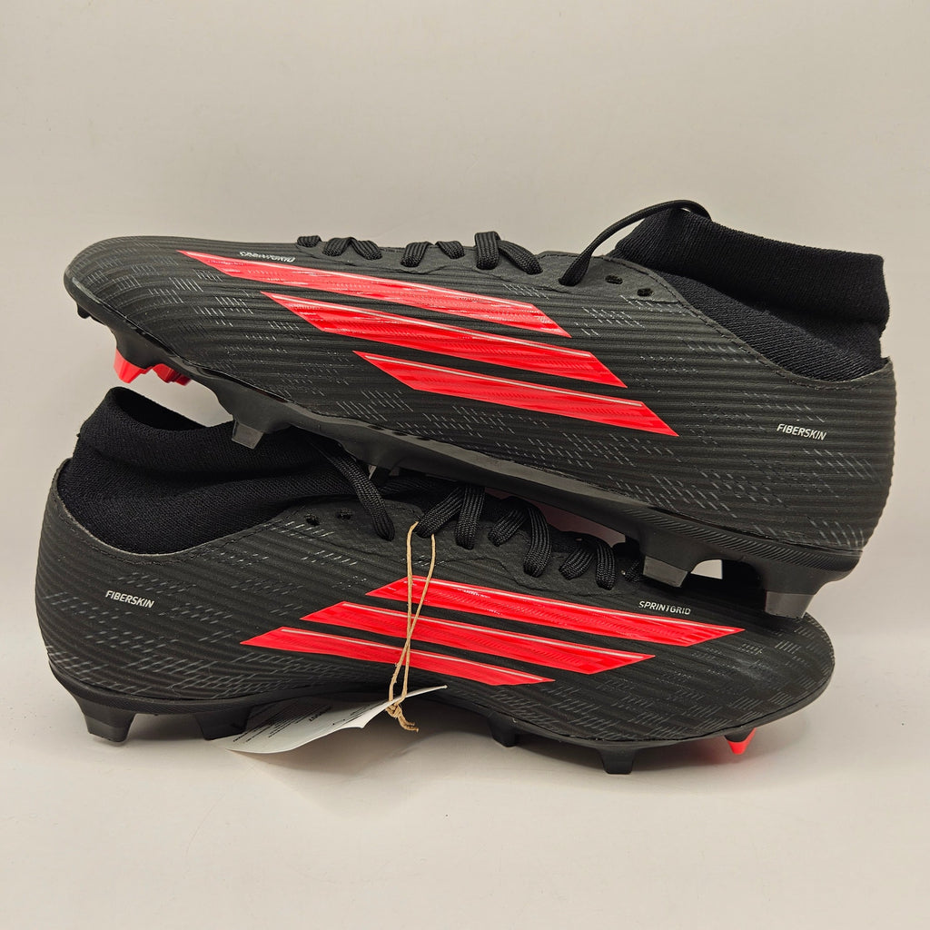 ADIDAS MEN'S 8 F50 LEAGUE MID FG MG SOCCER BLACK RED CLEATS JR9007 NWOB