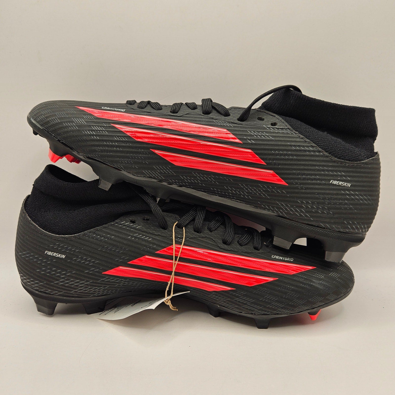ADIDAS MEN'S 8 F50 LEAGUE MID FG MG SOCCER BLACK RED CLEATS JR9007 NWOB
