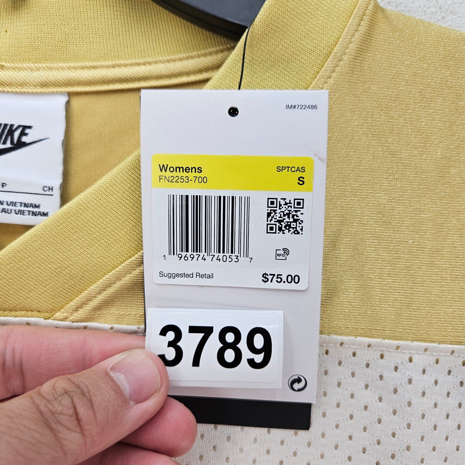 NIKE WOMEN'S SMALL AIR FOOTBALL JERSEY DRESS GOLDEN WHITE FN2253-700 NWT