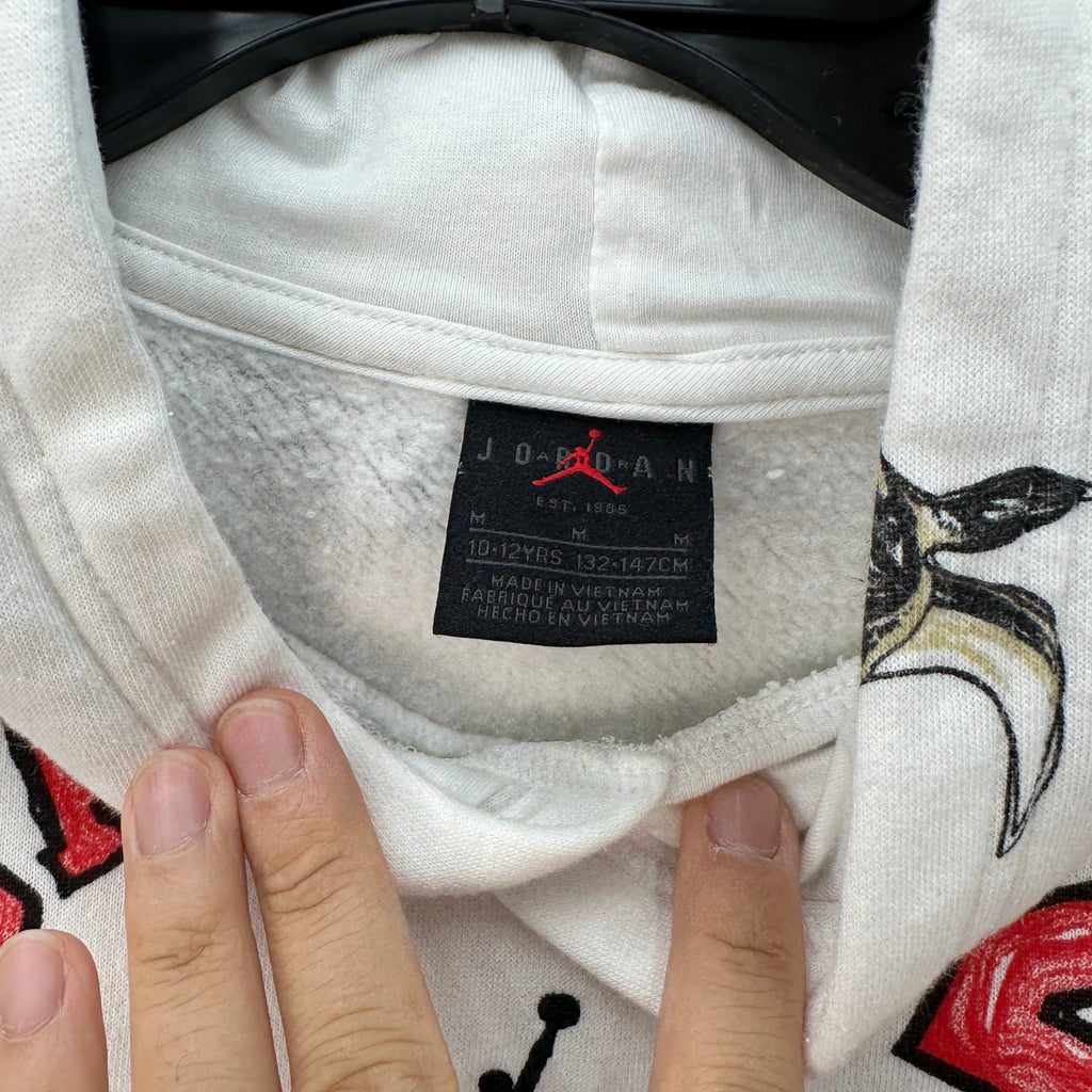 AIR JORDAN Kids Medium All over print hoodie white PEN MARK