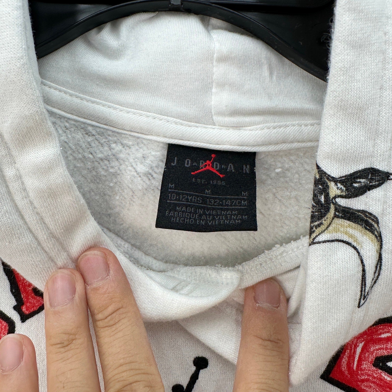 AIR JORDAN Kids Medium All over print hoodie white PEN MARK