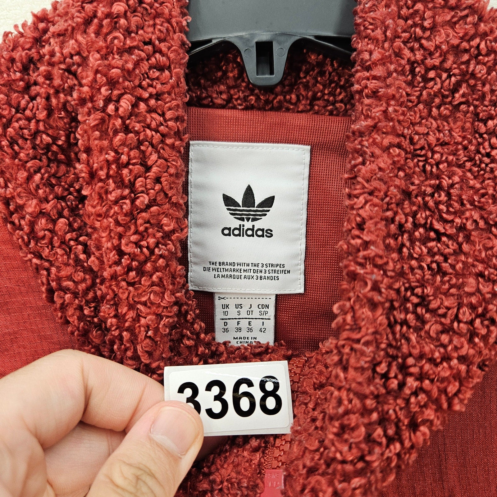 ADIDAS ORIGINALS WOMEN'S SMALL SHERPA FLEECE PULLOVER JACKET BURGUNDY HALF ZIP