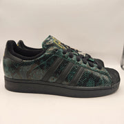 ADIDAS ORIGINALS WOMEN'S 10 SUPERSTAR BLACK GREEN SNAKESKIN SHELL TOE NWOB