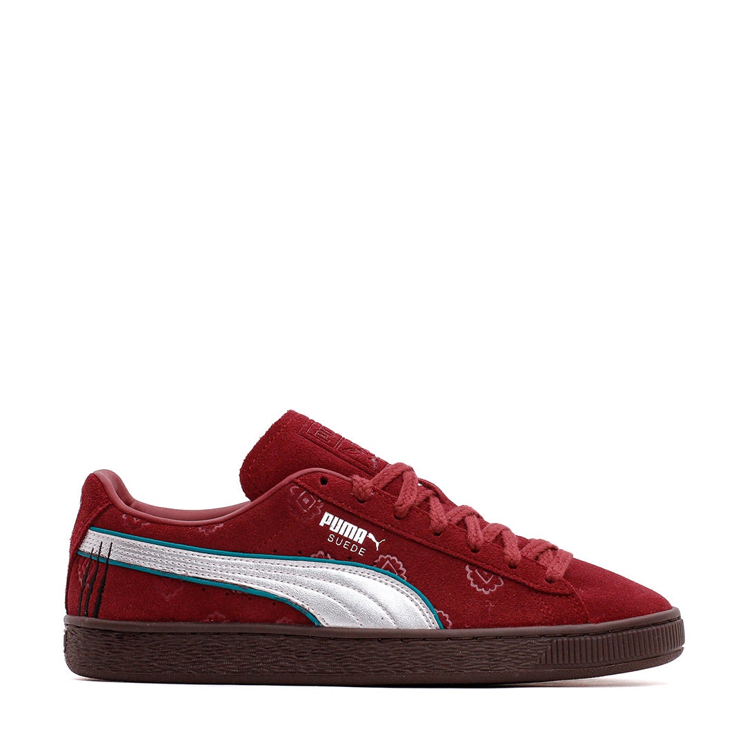 PUMA X ONE PIECE MEN'S 9 SUEDE 2 TEAM REGAL RED PUMA SILVER SNEAKERS NIB