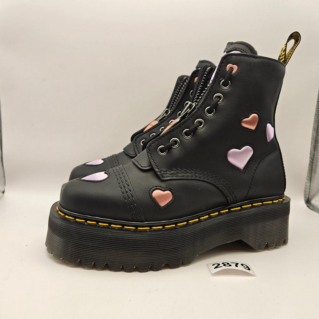 DR MARTENS WOMEN'S 6 SINCLAIR HEART BLACK ZIP UP COMBAT BOOTS NWOB