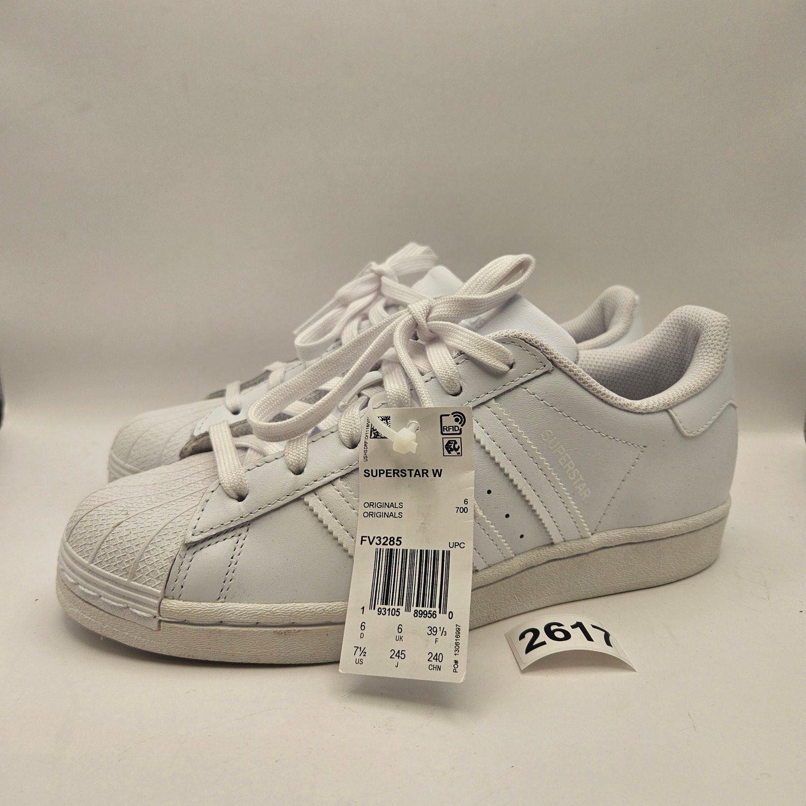 ADIDAS ORIGINALS WOMEN'S 7.5 SUPERSTAR TRIPLE WHITE NWOB FV3285