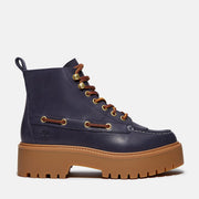 TIMBERLAND WOMEN'S 6 STONE STREET PLATFORM KILTIE BOOT DARK BLUE FULL GRAIN NIB
