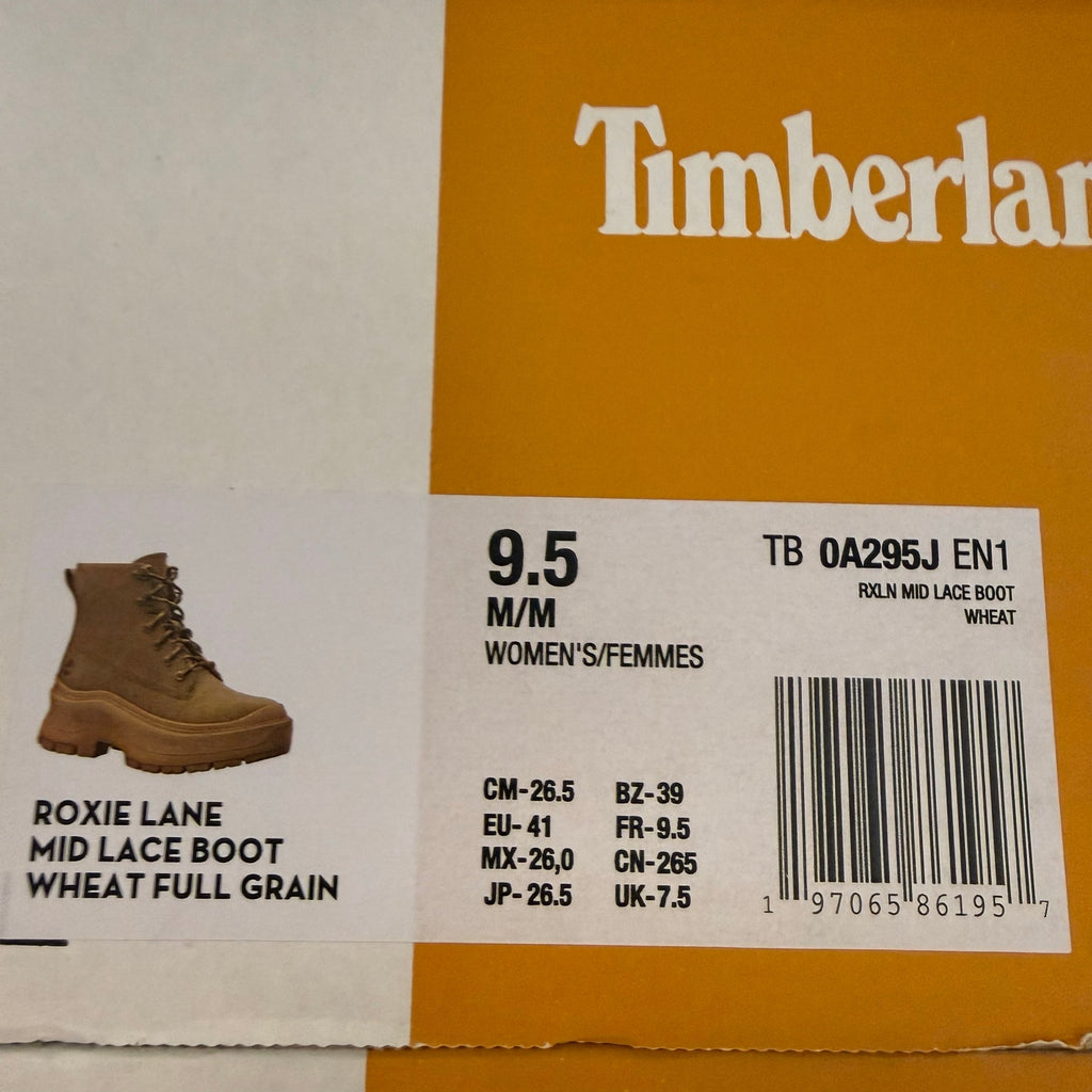 TIMBERLAND WOMEN'S 9.5 ROXIE LANE MID LACE UP BOOT WHEAT FULL GRAIN NIB