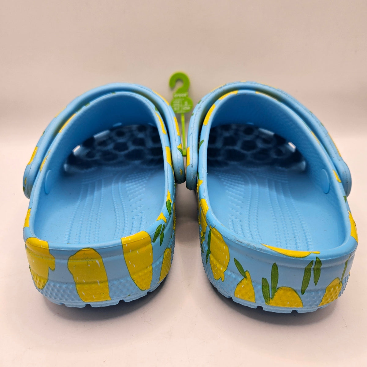 CROCS M6 W8 CLASSIC FRESH FRUITS LEMON PRINT CLOG BLUE YELLOW NWT 211008-4WD