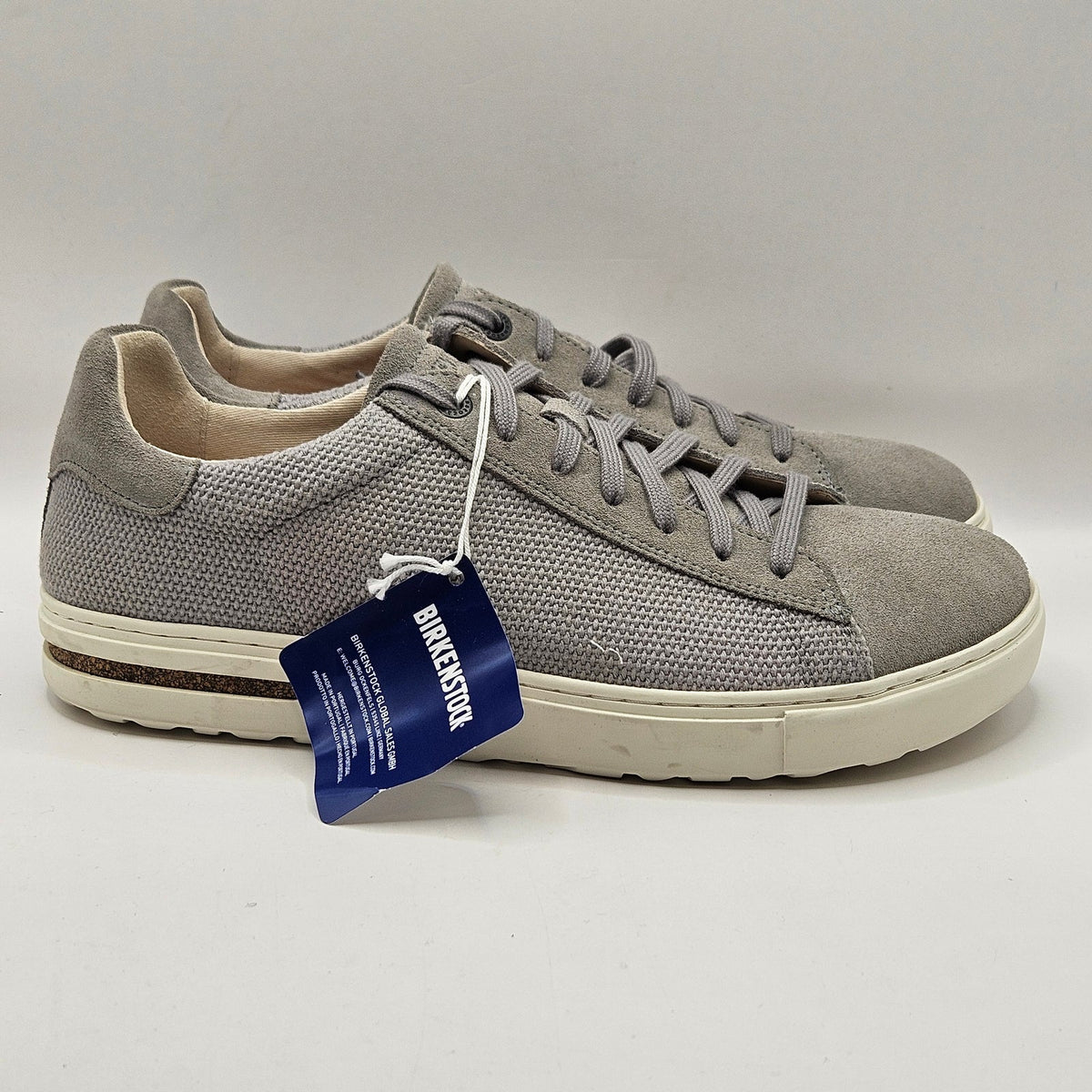 BIRKENSTOCK MEN'S 9 BEND LOW LIGHT GREY TEXTILE LOW TOP SNEAKER MADE IN GERMANY