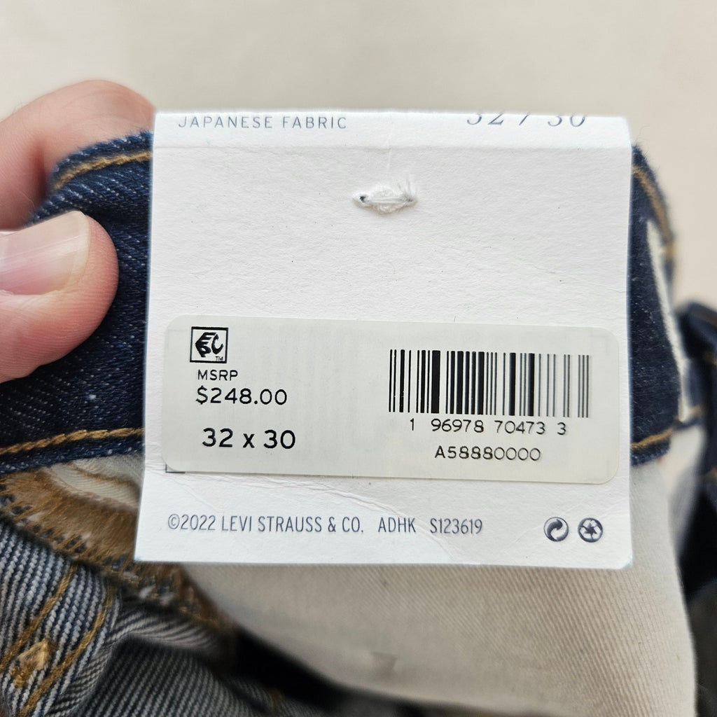 LEVI'S JAPANESE FABRIC WOMEN'S 32X30 BLUE TAB COLUMN JEANS NWT MOJ DARK WASH