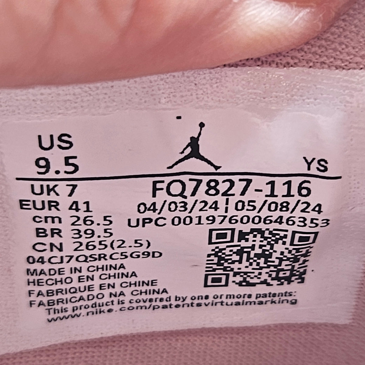 JORDAN WOMEN'S 9.5 LEGACY 312 LOW WHITE PINK OXFORD FQ7827-116 NWOB