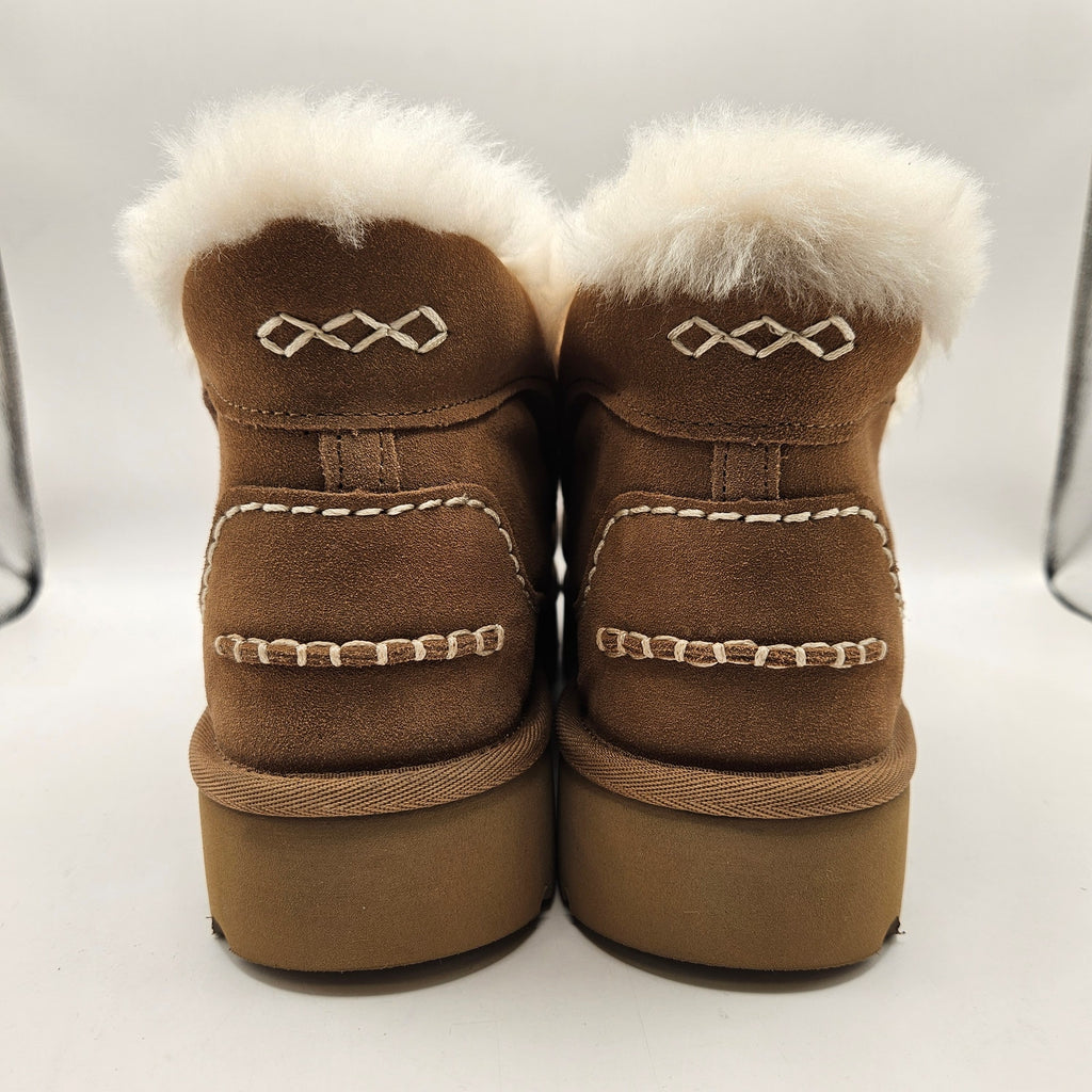 UGG WOMEN'S 11 ANSLEY PARC CHESTNUT SUEDE SLIP ON PLATFORM SLIPPERS NWOB 1158250