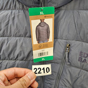 EDDIE BAUER MEN'S XLARGE DOWN PUFFER JACKET HOODED GRAY NWT