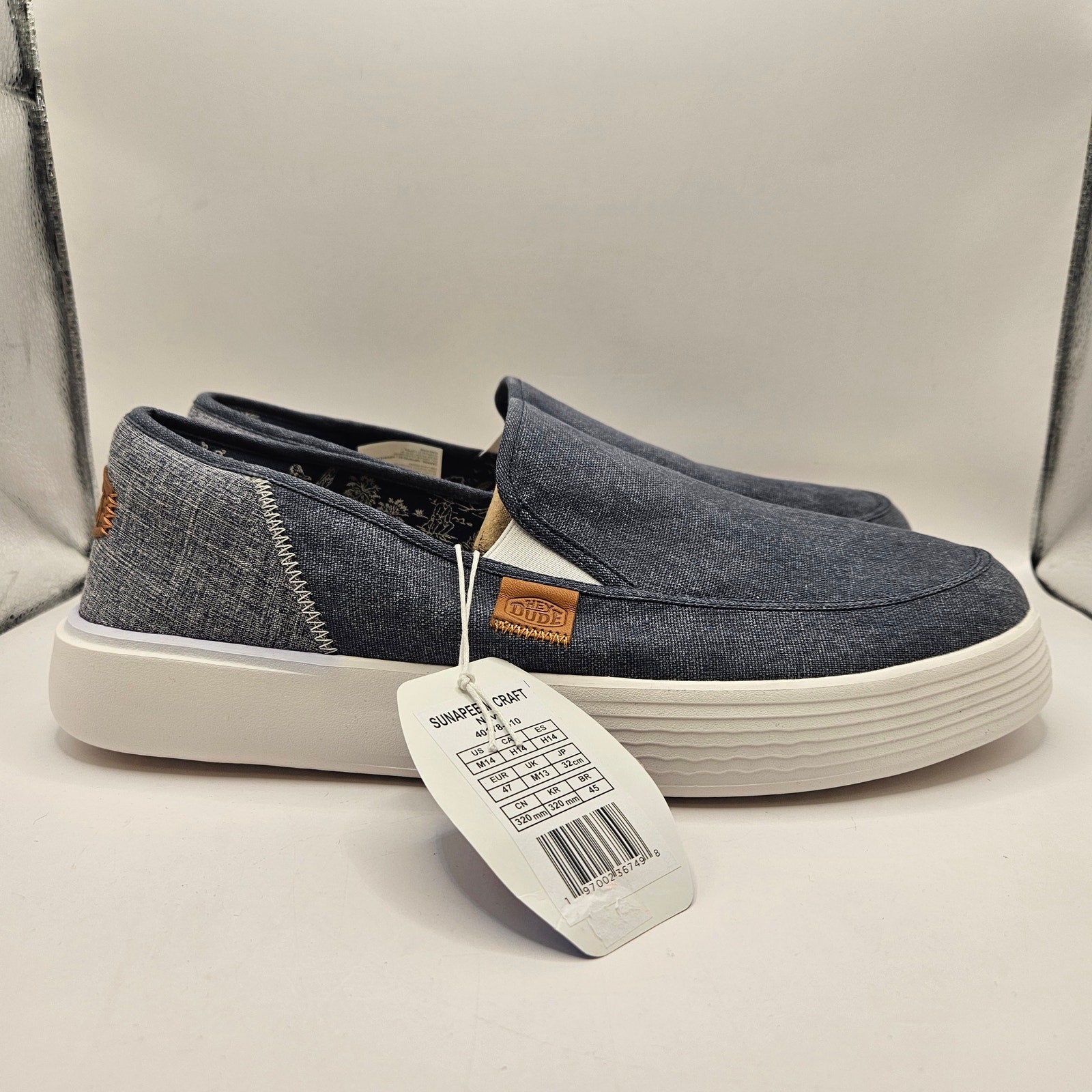HEY DUDE MEN'S 14 SUNAPEE M CRAFT NAVY LOW TOP SNEAKER NWT 40178-410