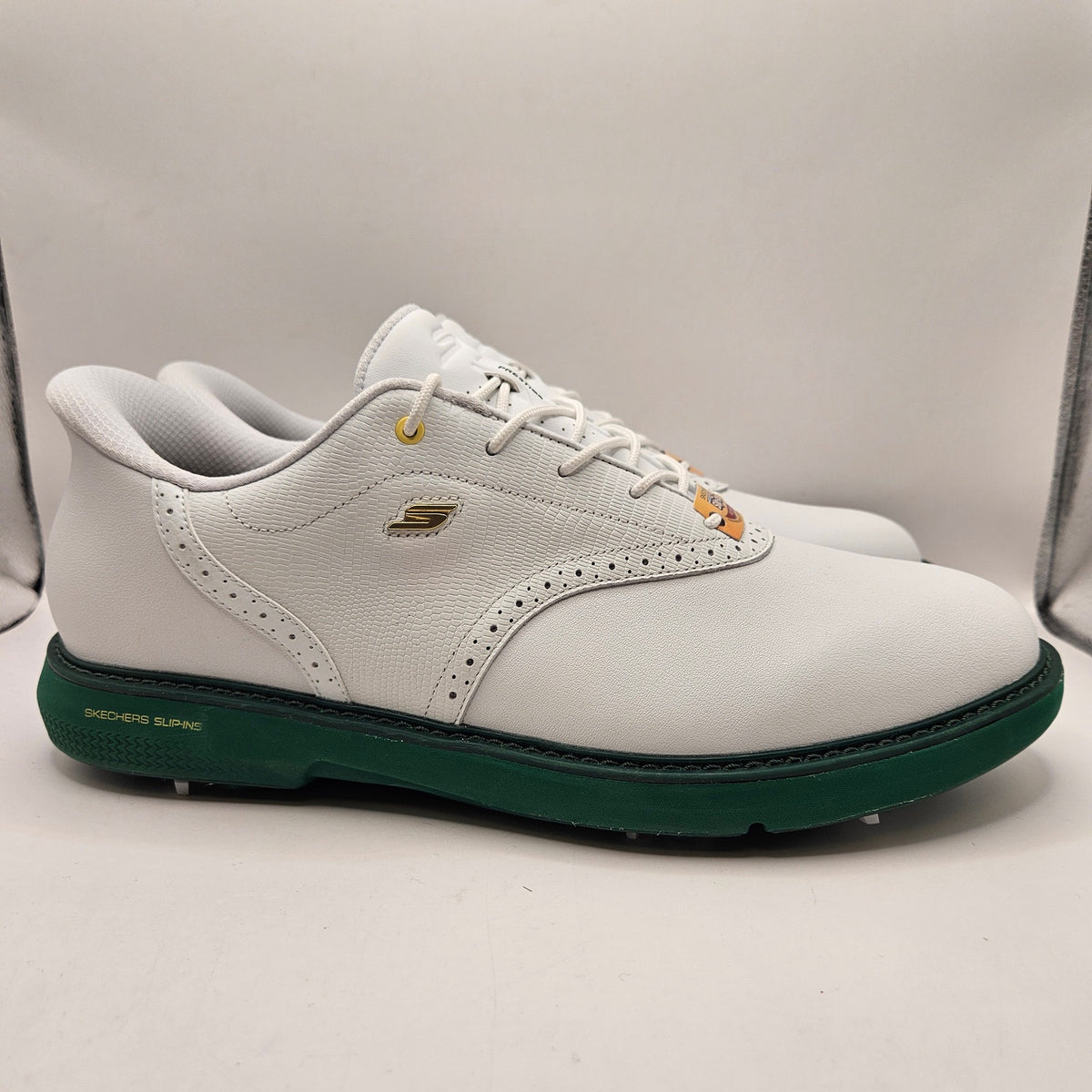 SKECHERS MEN'S 11 GO GOLF PRESTIGE SLIP IN SHOES 214124 ARCH FIT WHITE GREEN