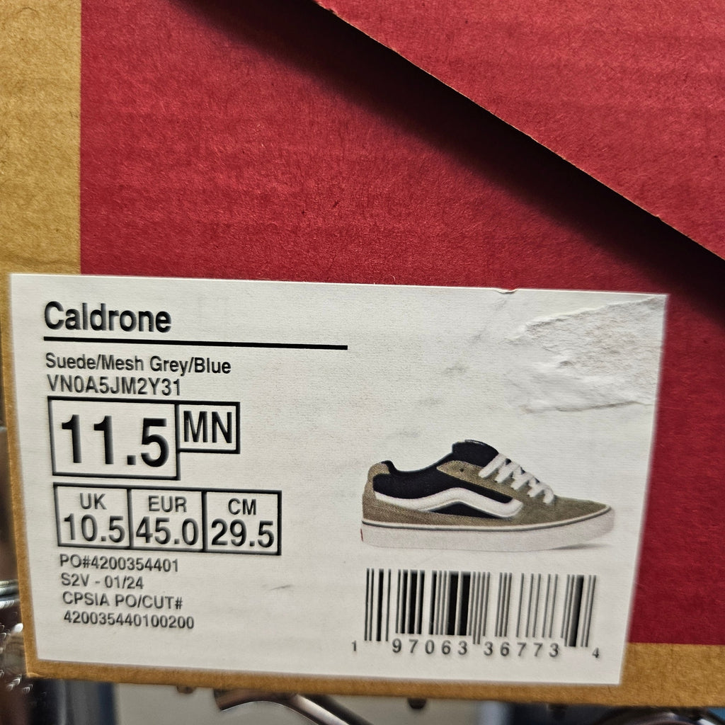 VANS MEN'S 11.5 CALDRONE LOW TOP SKATE SNEAKER SUEDE MESH GREY BLUE NIB