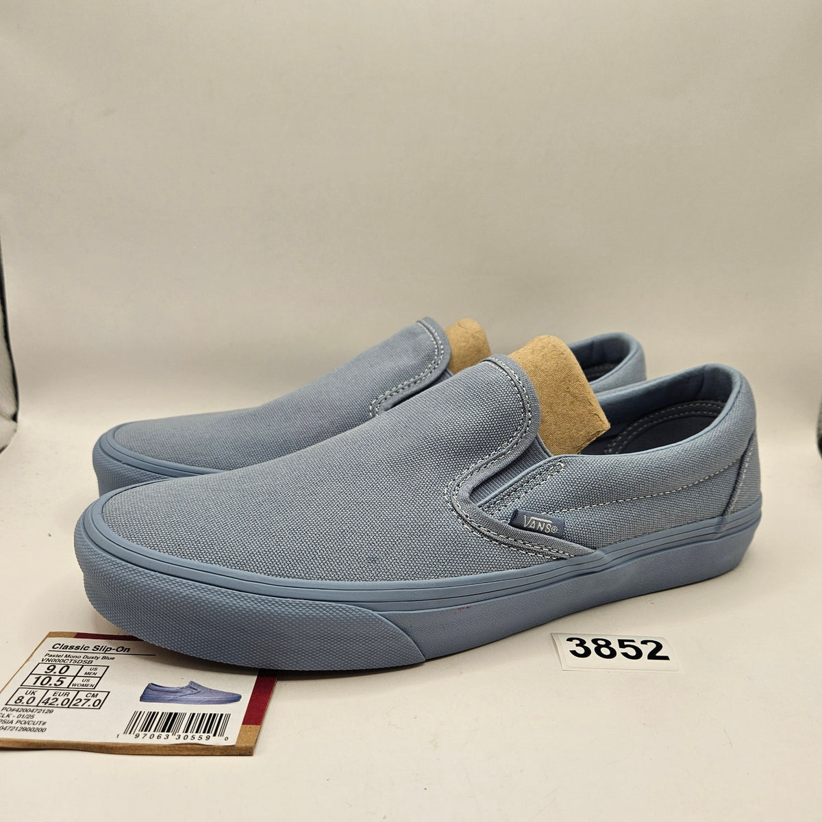 VANS MEN'S 9 CLASSIC SLIP ON PASTEL MONO DUSTY BLUE NWOB