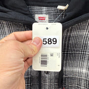 LEVI'S MEN'S SMALL HOODED WORKER SHIRT AMETRINE PLAID METEORITE