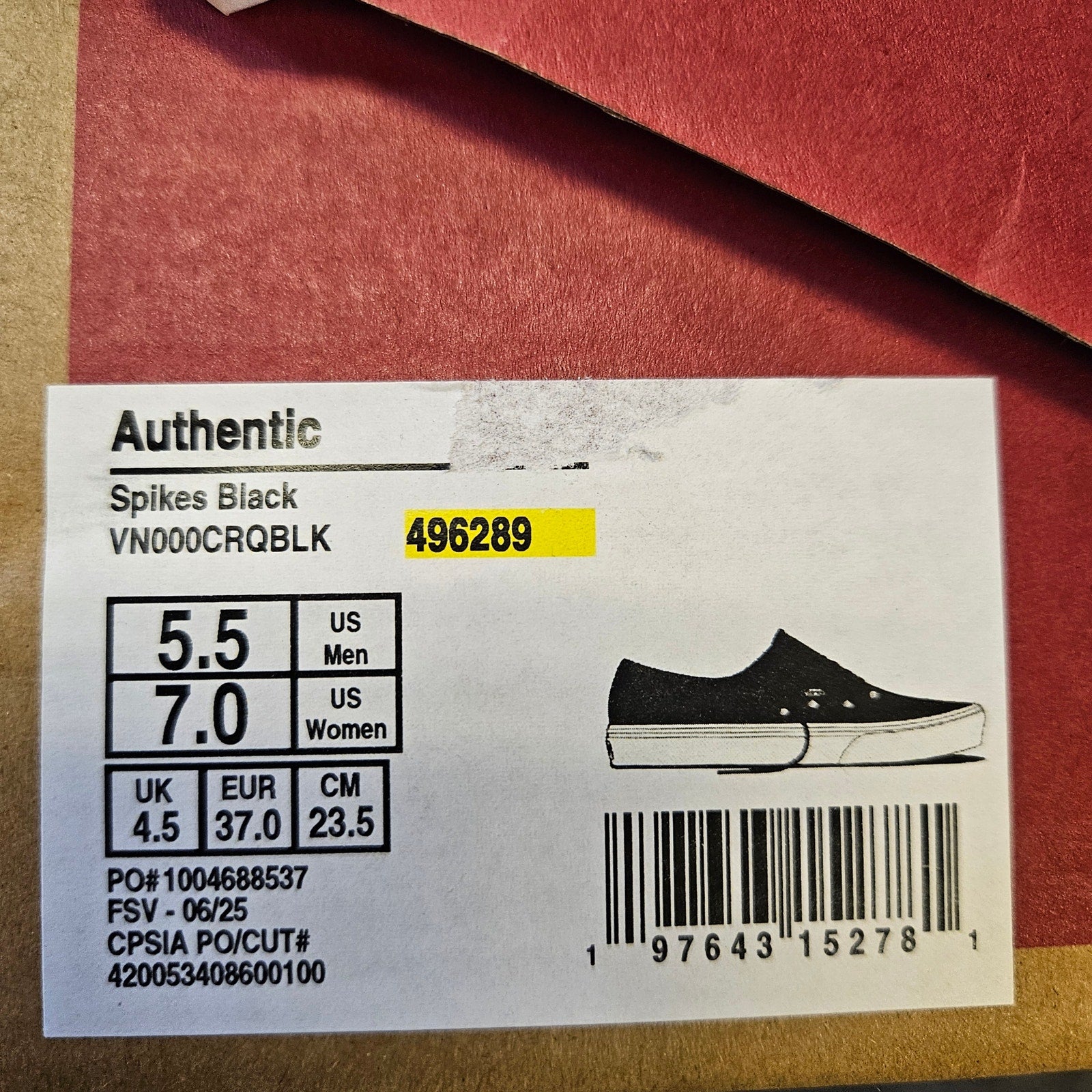 VANS WOMEN'S 7 AUTHENTIC SPIKE BLACK SUEDE WHITE GOTHIC VINTAGE NIB