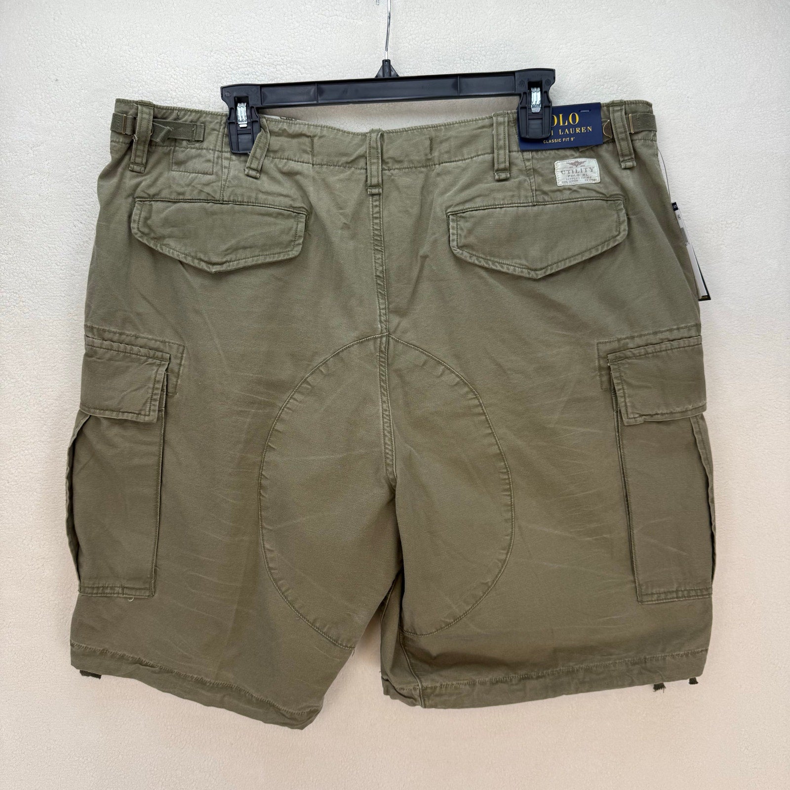 POLO RALPH LAUREN SIZE 42 UTILITY SURPLUS CHINO CARGO SHORTS OLIVE