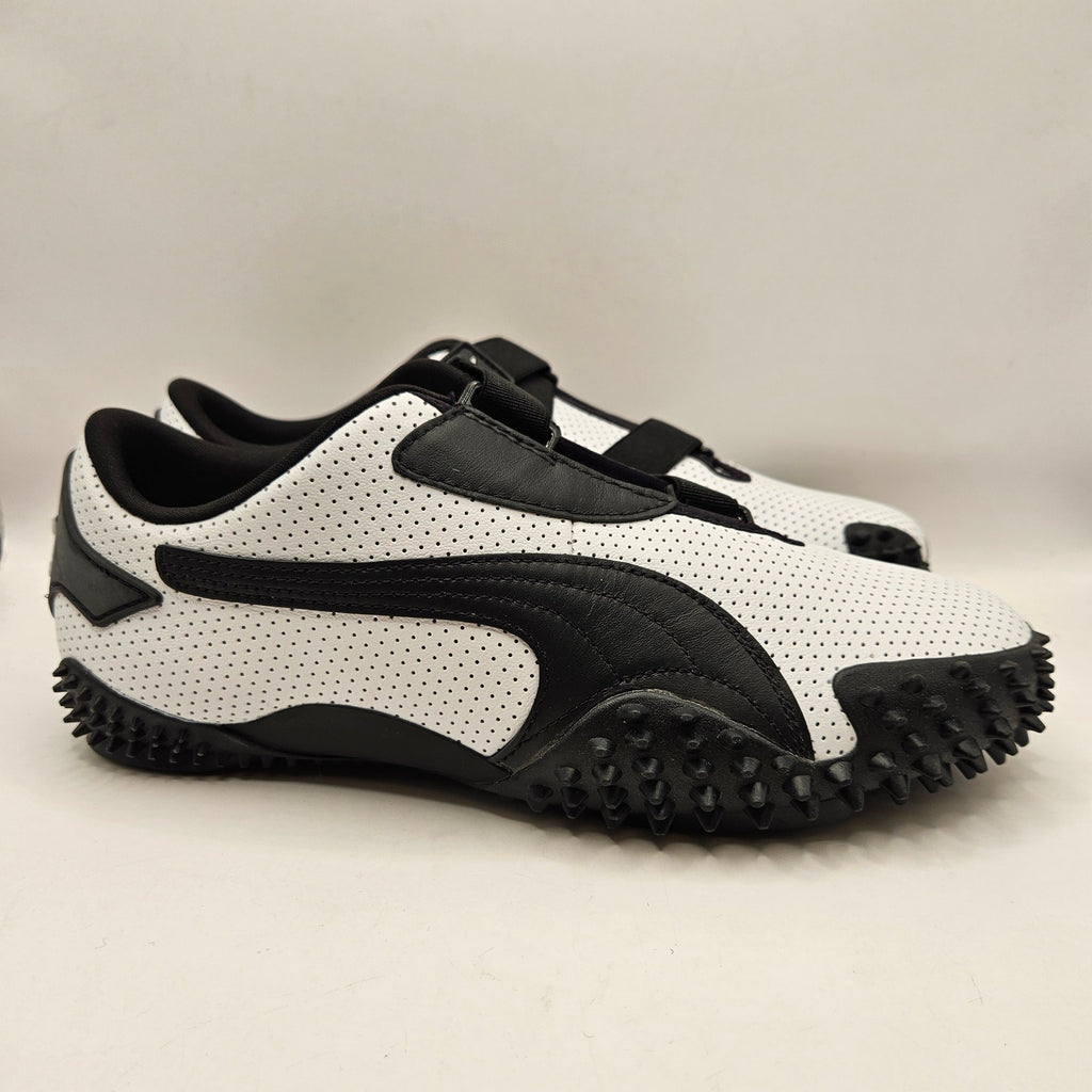 PUMA MOSTRO MEN'S 9.5 PERFORATED LEATHER PACK SNEAKERS WHITE BLACK 397331-01