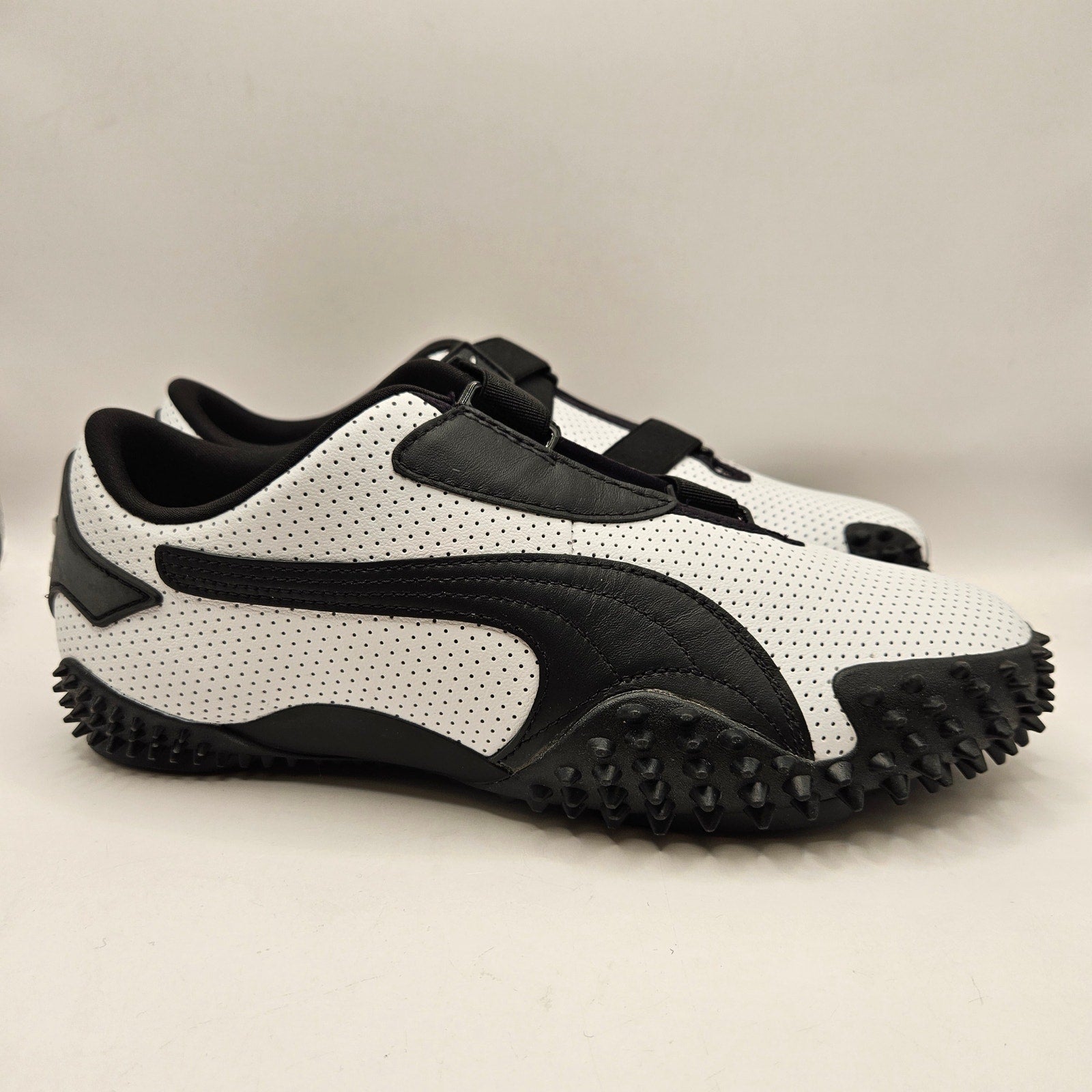 PUMA MOSTRO MEN'S 9.5 PERFORATED LEATHER PACK SNEAKERS WHITE BLACK 397331-01