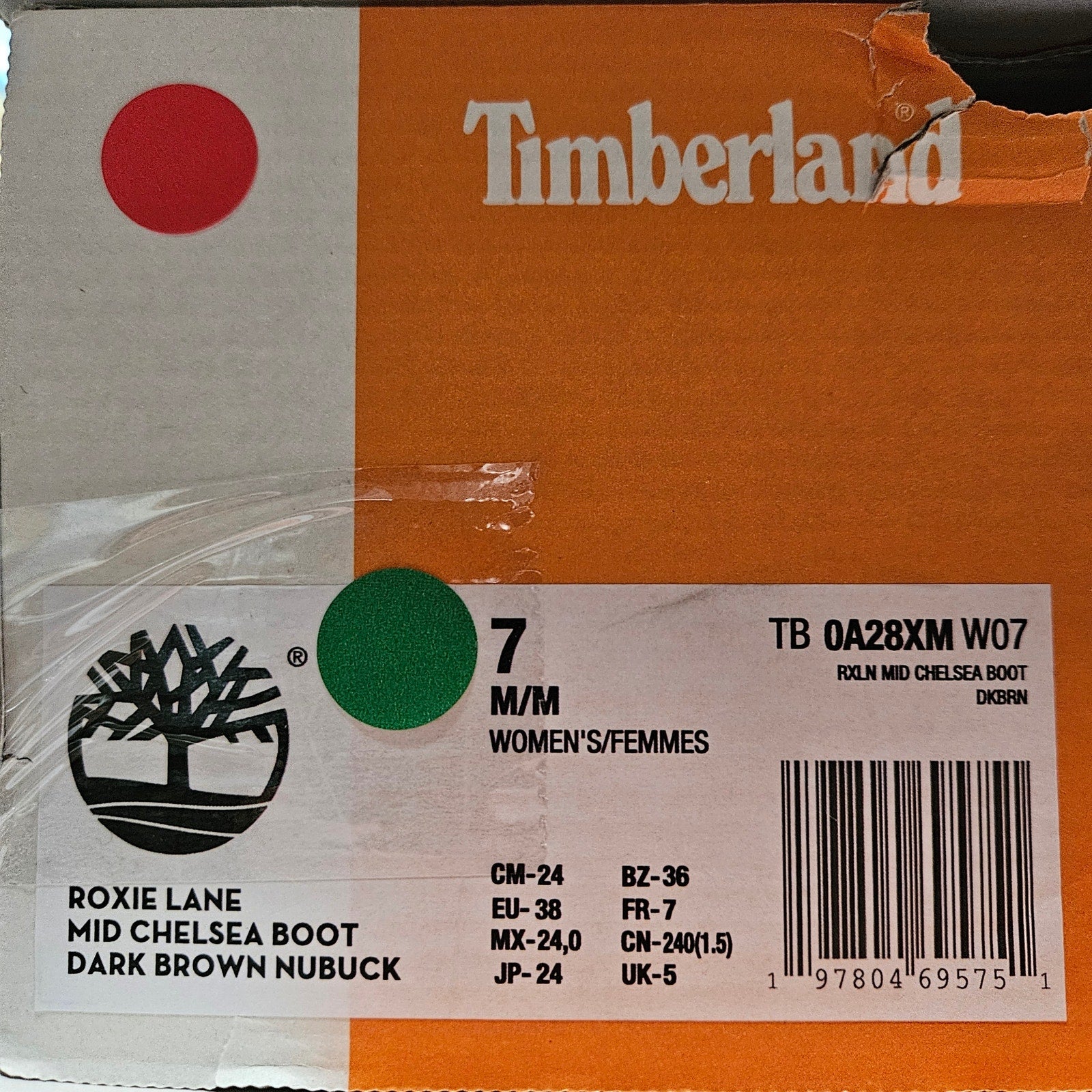 TIMBERLAND WOMEN'S 7 ROXIE LANE MID CHELSEA BOOT DK BROWN NUBUCK NIB
