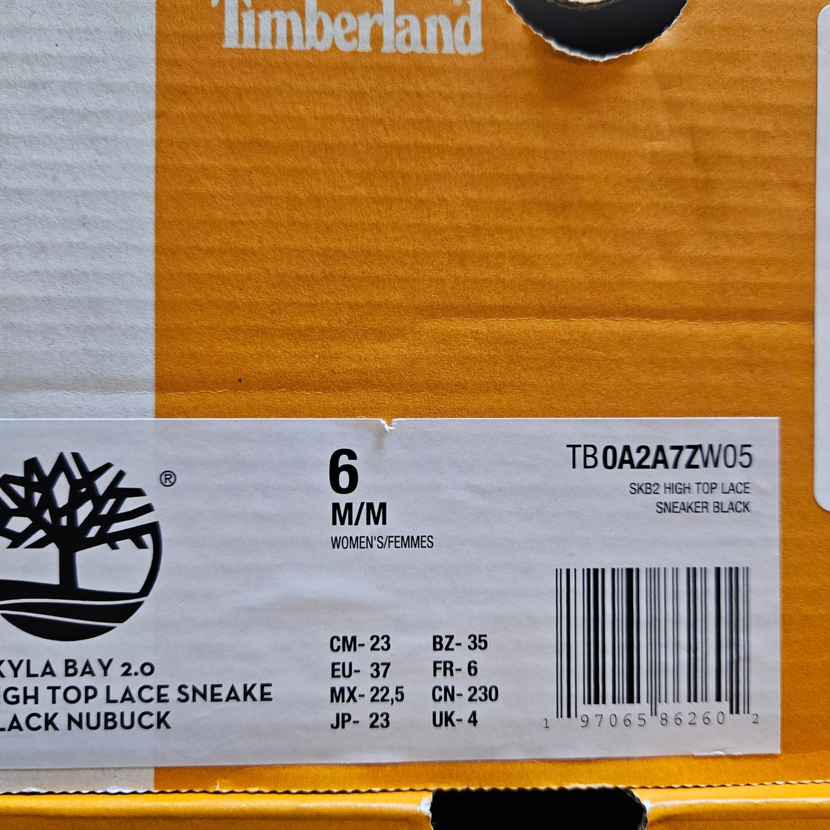 TIMBERLAND WOMEN'S 6 SKYLA BAY 2.0 HI TOP LACE SNEAKER BLACK NUBUCK NIB