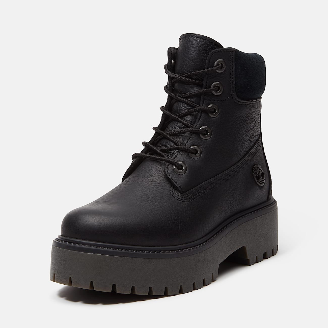 TIMBERLAND WOMEN'S 6 STONE STREET 6 INCH LACE WATERPROOF BLACK FULL GRAIN NIB