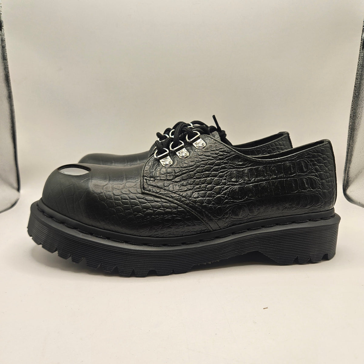 DR MARTENS WOMEN'S 8 BEX STEEL TOE LEATHER SHOES LACE UP NWOB BLACK