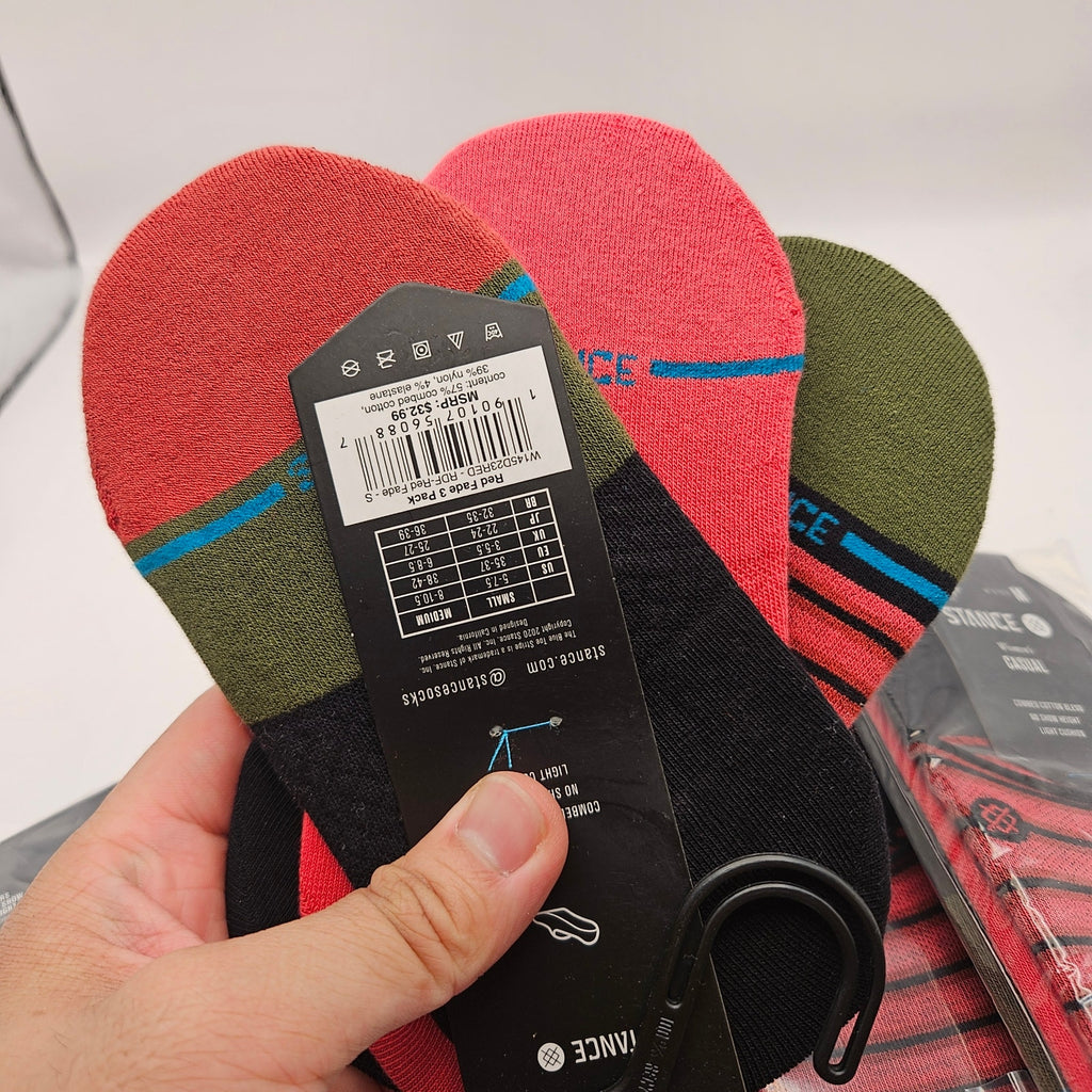 LOT OF 3 - STANCE WOMEN'S SMALL 3 PACK NO SHOW SOCKS RED FADE NWT (9 PAIRS)