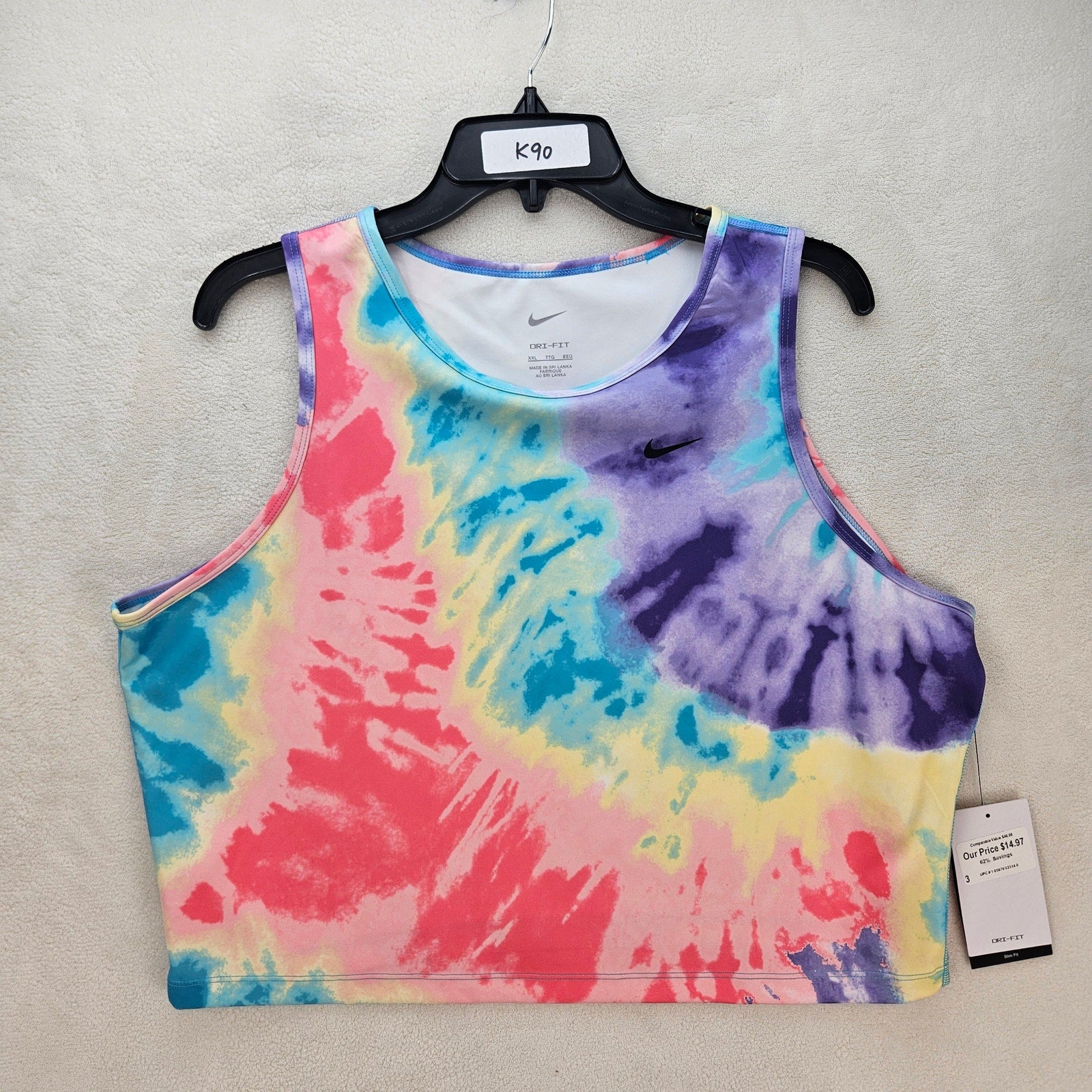 LOT OF 2 NIKE WOMEN'S XXL TIE DYE TRAINING RUNNING SLIM FIT TANK NWT