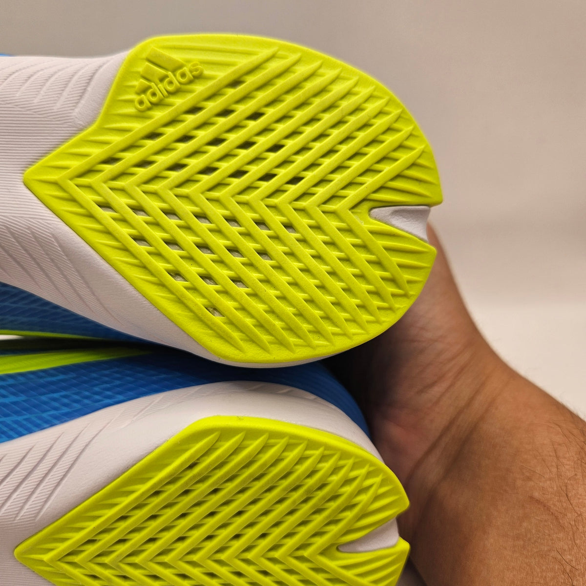 ADIDAS MEN'S 8 F50 LEAGUE INDOOR SOCCER SHOES BLUE NEON YELLOW NWOB JR8973