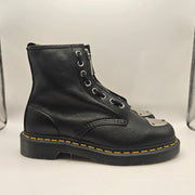DR MARTENS WOMEN'S 8 MP 1460 LUNAR BLACK LEATHER ZIP TOE PLATE NWOB