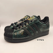 ADIDAS ORIGINALS WOMEN'S 9 SUPERSTAR BLACK GREEN SNAKESKIN SHELL TOE NWOB