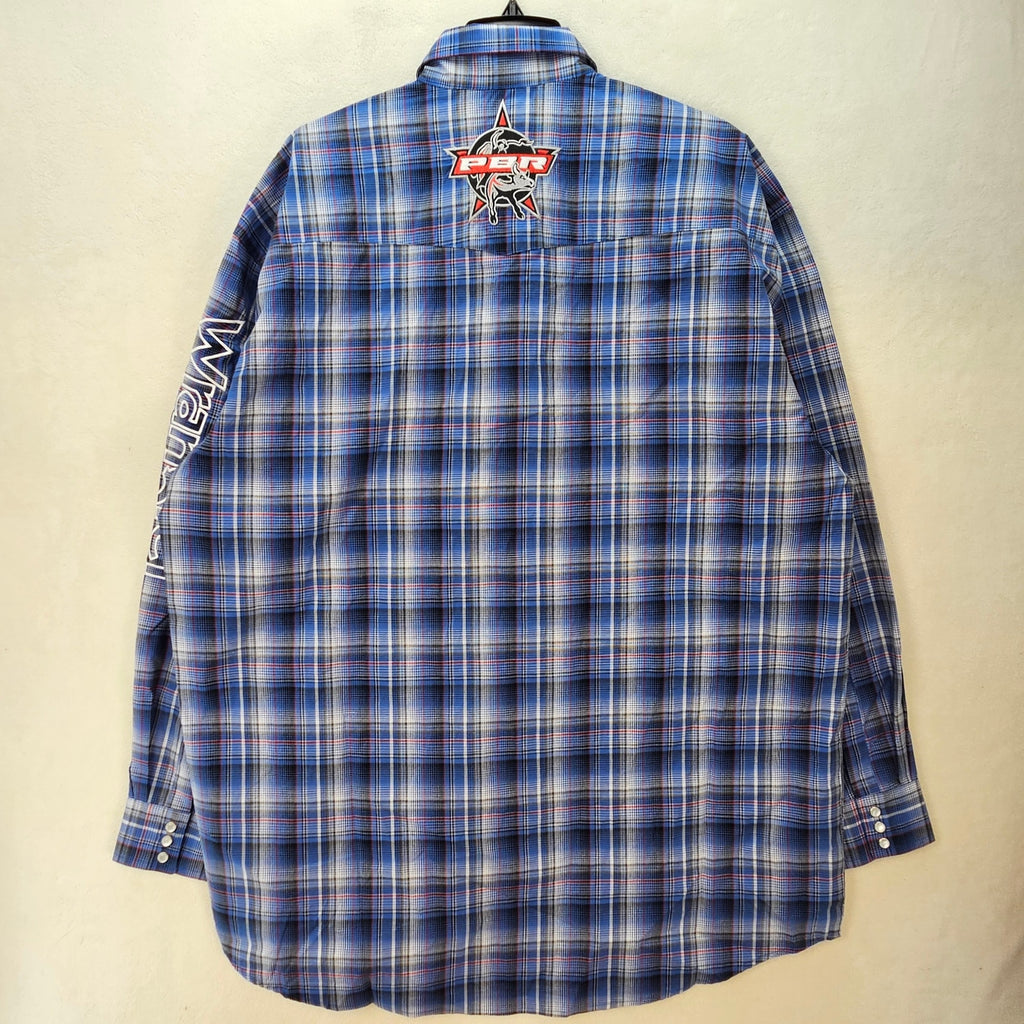 WRANGLER PBR PLAID MEN'S 2XT PEARL SNAP WESTERN SHIRT NWT