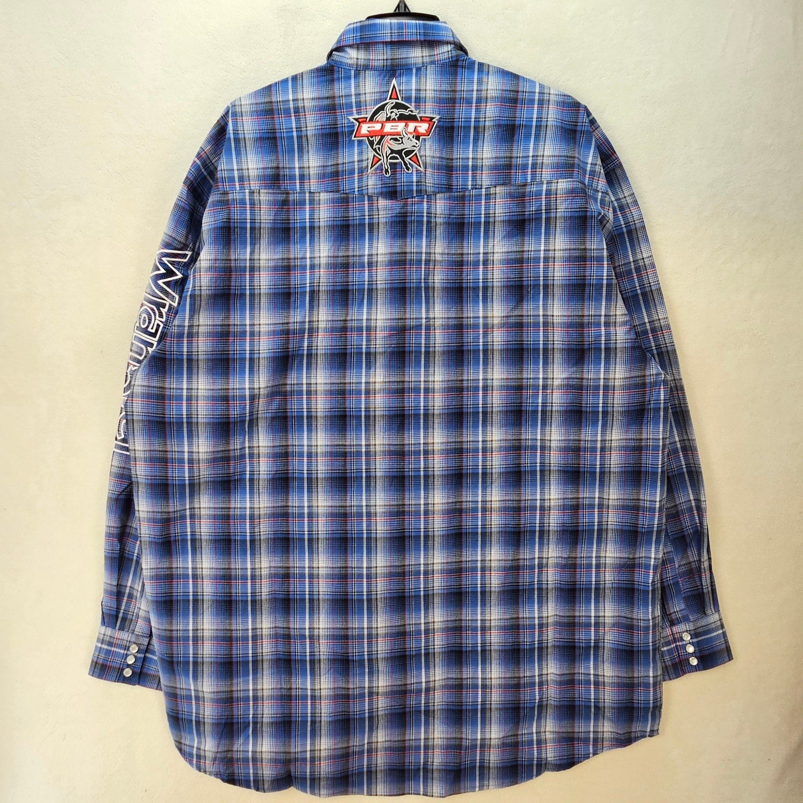 WRANGLER PBR PLAID MEN'S 2XT PEARL SNAP WESTERN SHIRT NWT