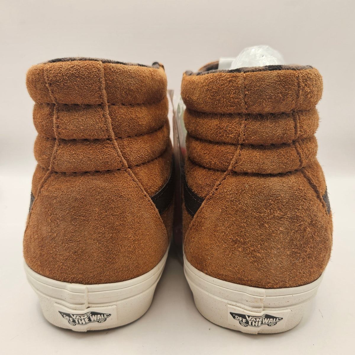 VANS MEN'S 7.5 SK8 HI PIG SUEDE PLAID GLAZED GINGER BROWN NWOB