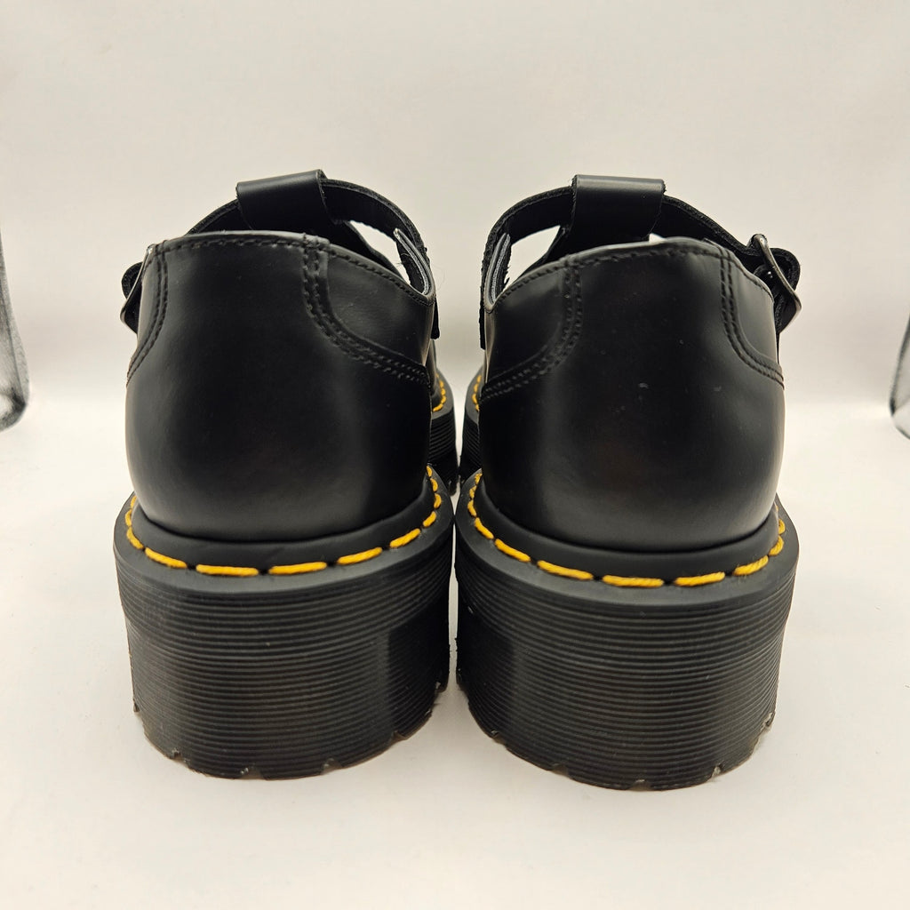 DR MARTENS WOMEN'S 11 BETHAN MARY JANE BLACK PLATFORM T-BAR POLISHED LEATHR NWOB