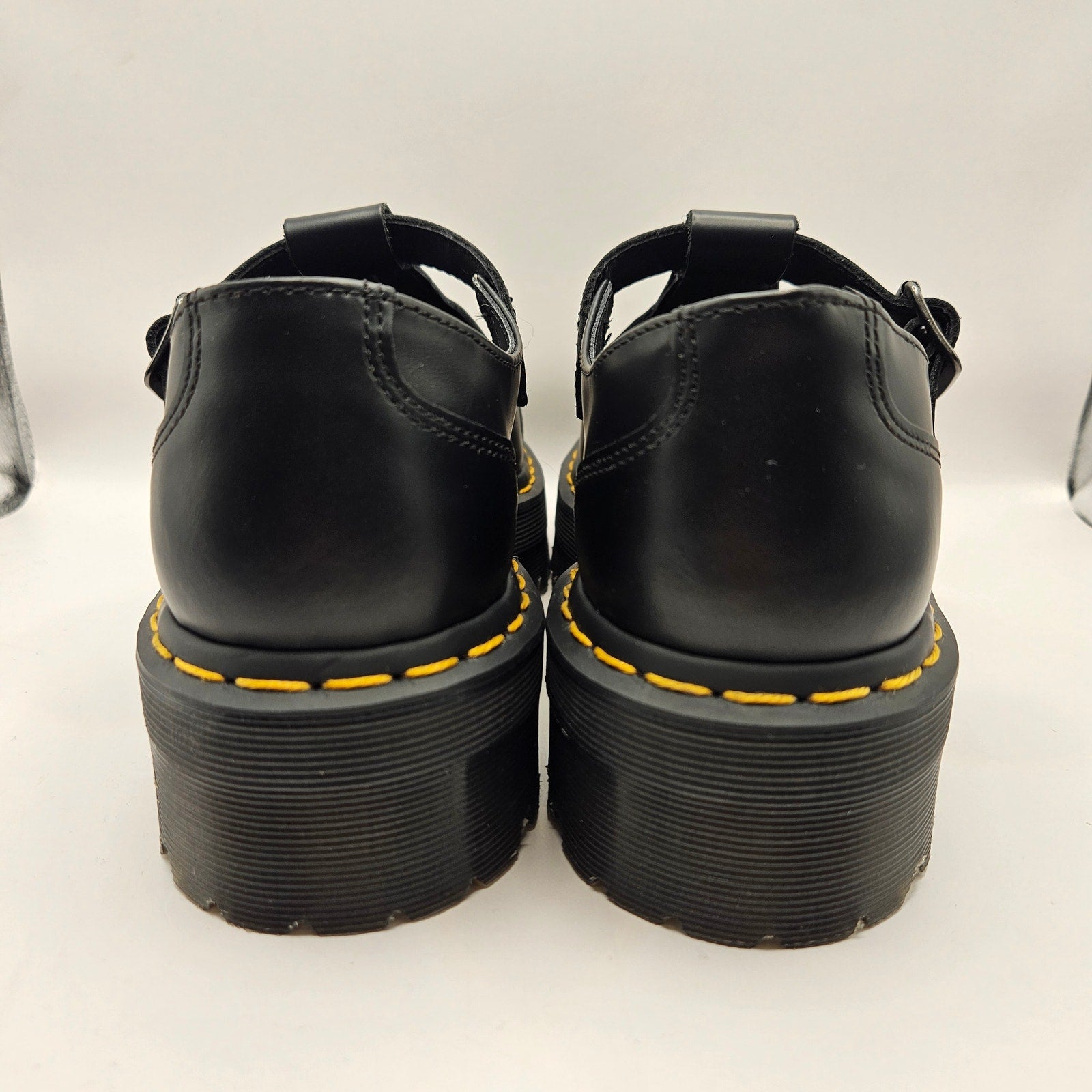 DR MARTENS WOMEN'S 11 BETHAN MARY JANE BLACK PLATFORM T-BAR POLISHED LEATHR NWOB