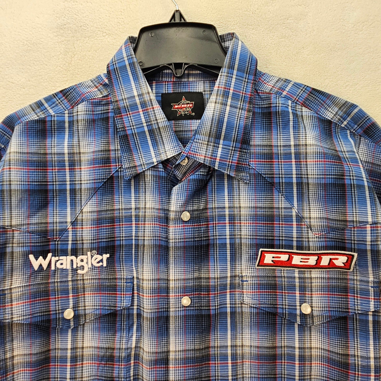 WRANGLER PBR PLAID MEN'S 2XT PEARL SNAP WESTERN SHIRT NWT