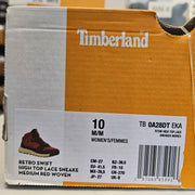 TIMBERLAND WOMEN'S 10 RETRO SWIFT HI TOP LACE SNEAKER MED RED WOVEN TB0A28DTEKA