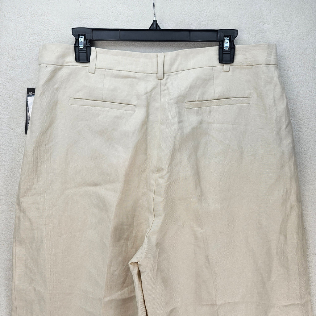 LAUREN RALPH LAUREN WOMEN'S 14P LINEN BLEND WIDE LEG CROPPED PANTS NWT IVORY